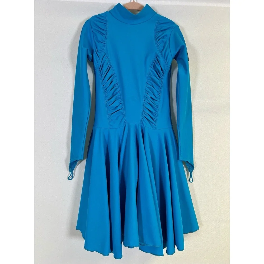 Ballroom Latin Dance Competition Dress for Pre-Teen girls Blue Size 8-10